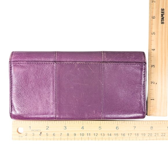 Coach Kristin Purple Leather Long Folding Continental Wallet READ - Picture 2 of 11